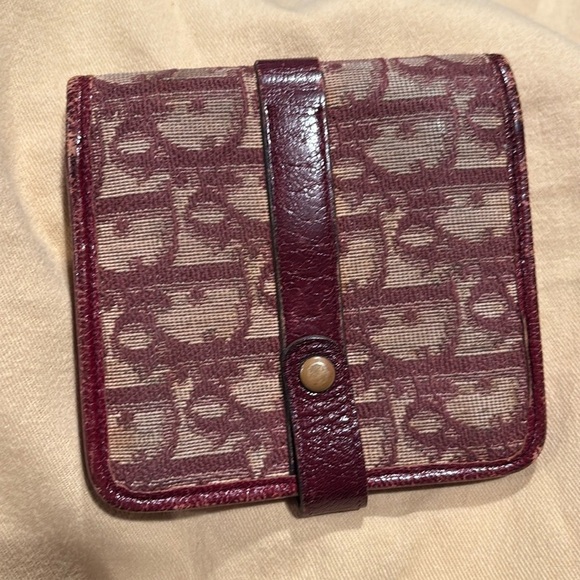 Rare! Christian Dior Red Vintage Trotter Wallet Elegant Compact Design